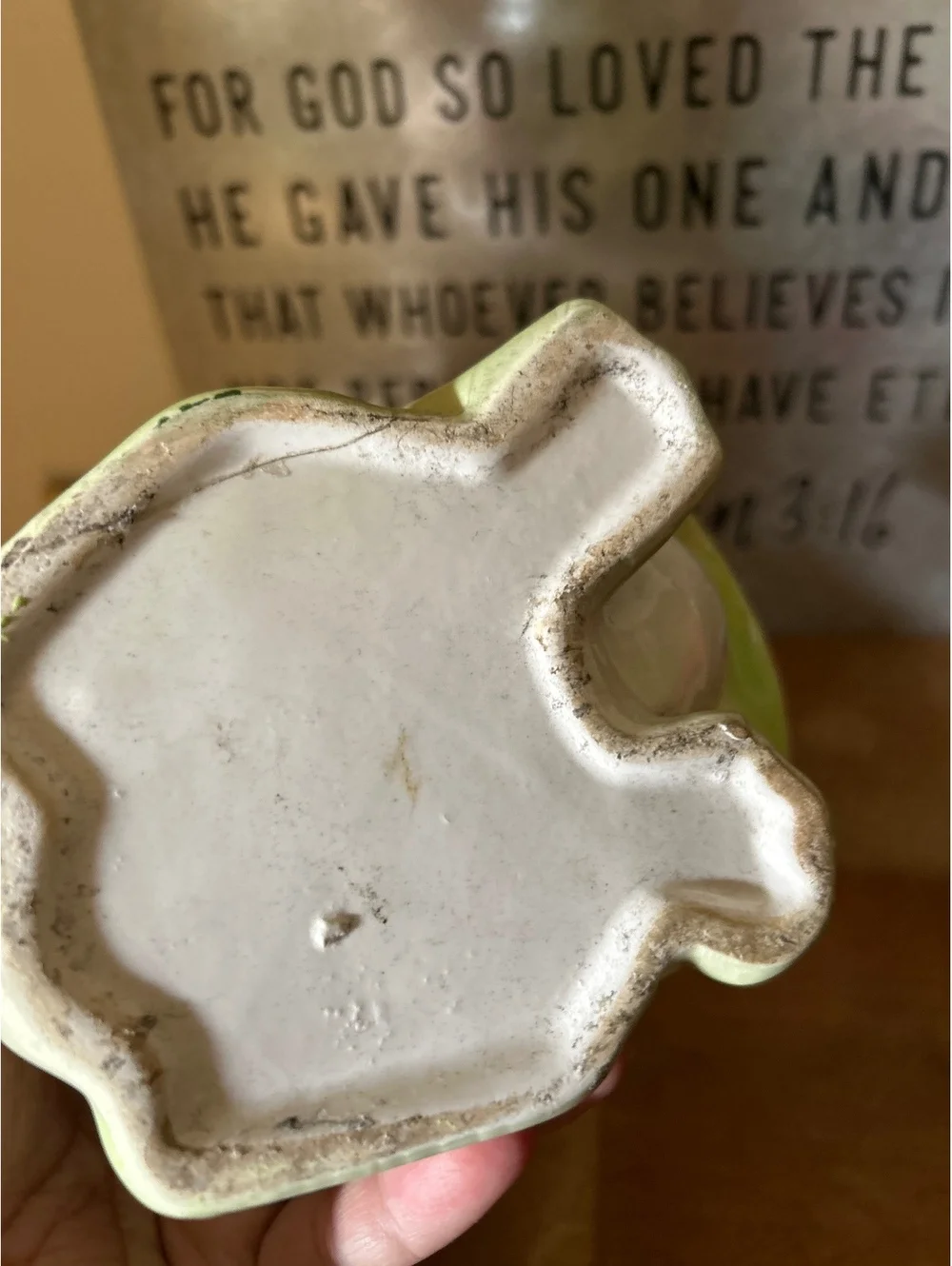 Vintage Green Ceramic Frog Figurine Planter Pot